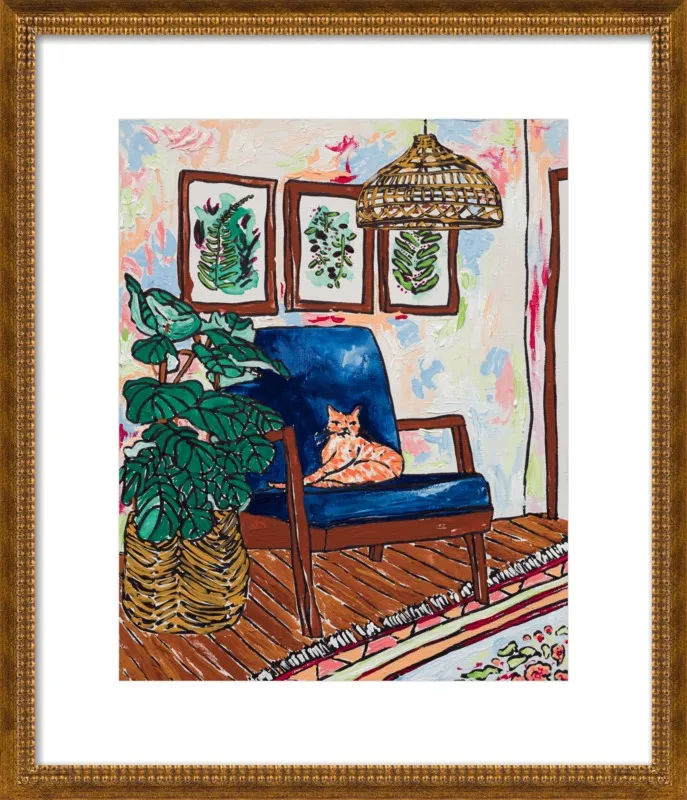 Ginger Cat in Mid Century Chair by Lara Lee Meintjes for Artfully Walls