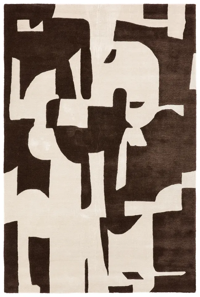 Noverre ANT04 Handmade Abstract Brown and Cream Area Rug (10'X14')