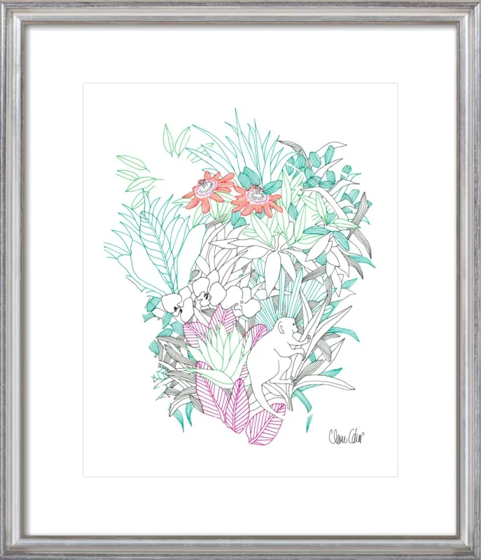 Passionflowers, orchids and the squirrel monkey  by Claire Colin for Artfully Walls