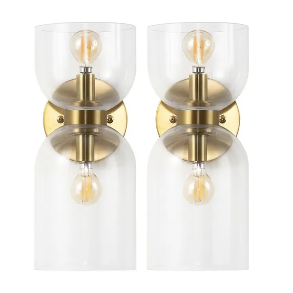 Solyn 2Lt 7" Wall Sconce, Set Of 2 - Clear / Brass