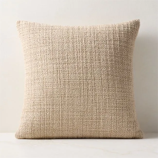 Marco Sand Woven Italian Wool Throw Pillow Cover 20"x20"