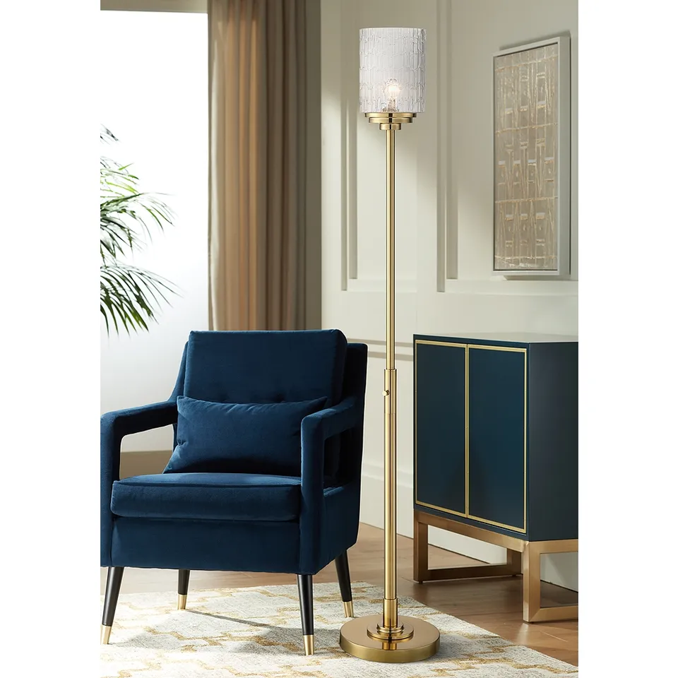 Possini Euro Kinsey 72 1/2" Brass and Crystal Torchiere Floor Lamp