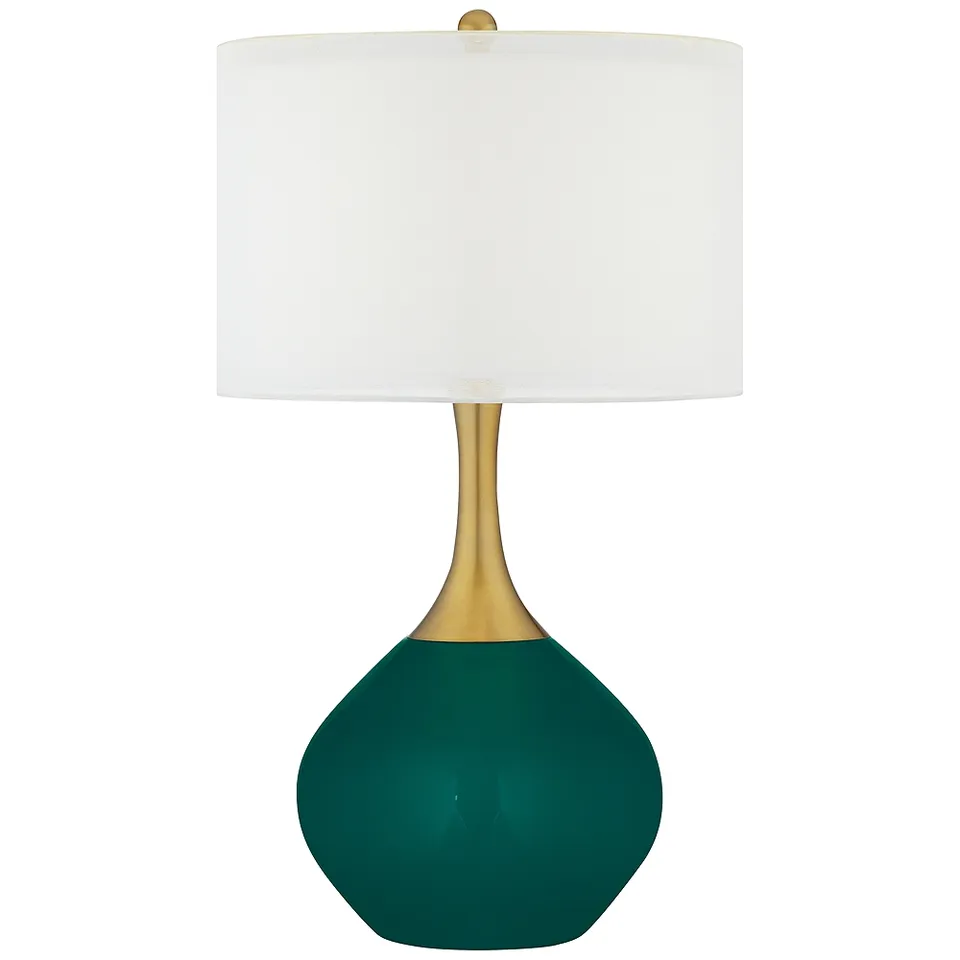 Color Plus Nickki 30 1/2" Brass and Peacock Blue Modern Table Lamp