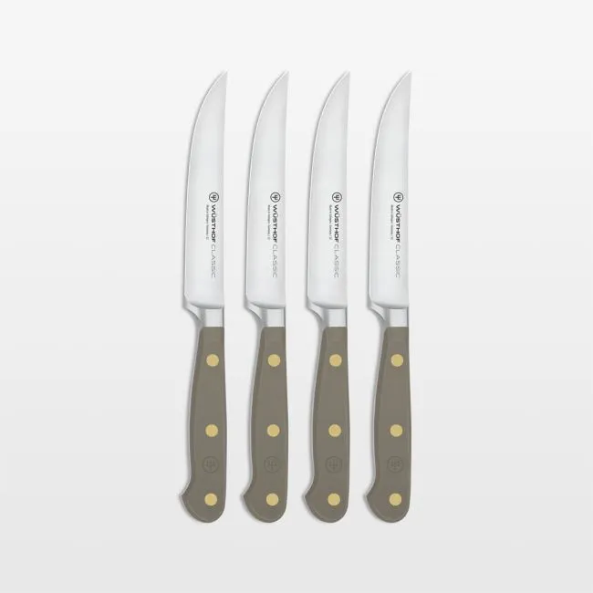 Wusthof Classic Color Velvet Oyster 4.5" Steak Knives, Set of 4