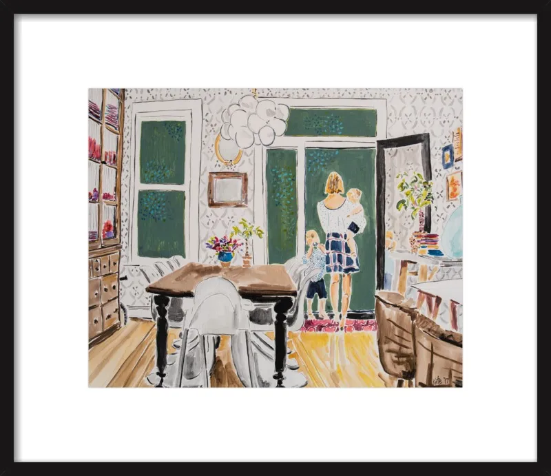 Dining Room with Wallpaper by Kate Lewis for Artfully Walls