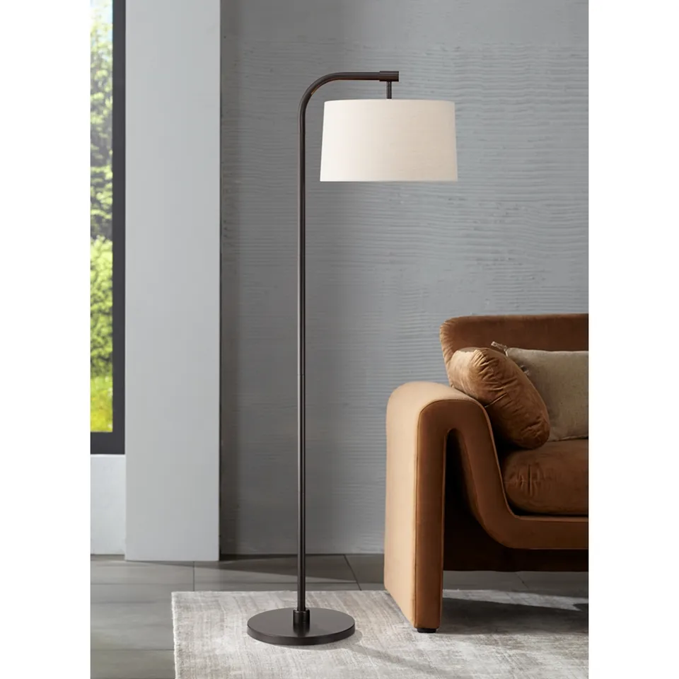 Possini Euro Serra 64" Dark Bronze Chairside Arc Offset Arm Floor Lamp