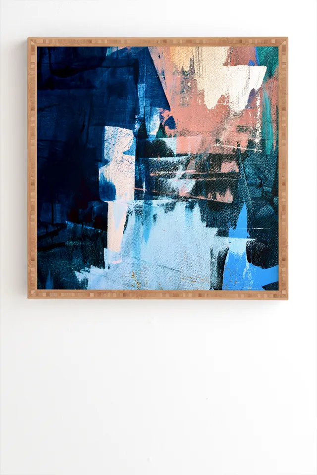 On The Dock A Pretty Abstract by Alyssa Hamilton Art - Framed Wall Art Bamboo 30" x 30"