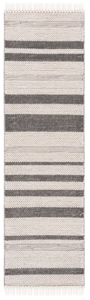 Safavieh Couture Natura Collection Flat Weave Area Rug, Ivory / Dark Grey, 2'-3" x 8'