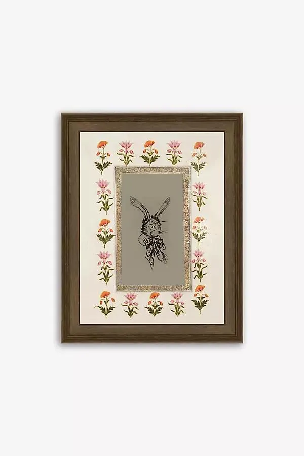 Rabbit with Floral Border Wall Art
