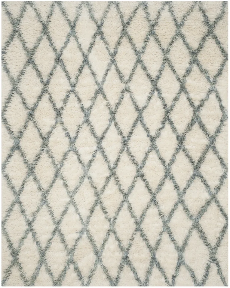 Arlo Home Hand Knotted Area Rug, KNY712A, Ivory/Blue,  8' X 10'