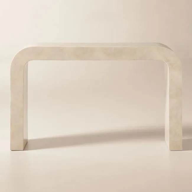 Crescent 52" Vellum Ivory Resin Console Table