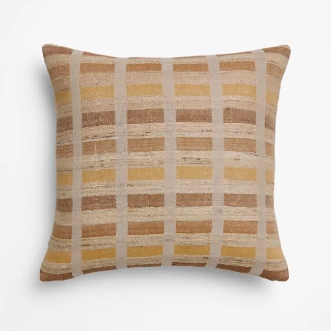 Harper Organic Cotton, Linen and Silk Blend 20"x20" Moroccan Ocher Stripe Throw Pillow Cover