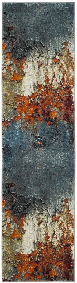 Arlo Home Woven Area Rug, GLA125B, Blue/Multi,  2' 3" X 14'