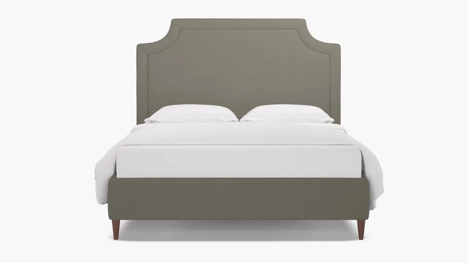 Deco Bed, Putty Everyday Linen, Walnut Square Tapered Leg, Twin