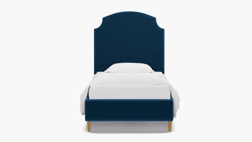 Cove Bed, Royal Performance Velvet, Natural Square Tapered Leg, Twin