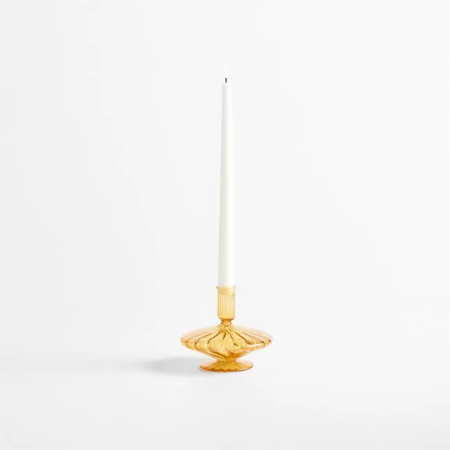 Lisbon Amber Small Taper Holder 4.75"