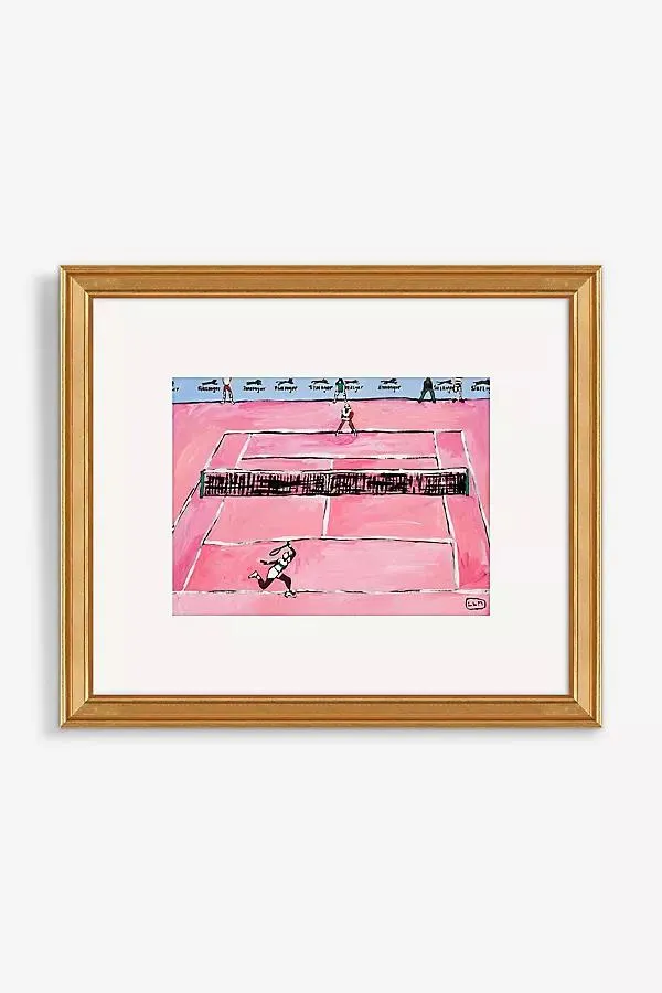 Pink Tennis Court Painting Homage to Venus and Serena Wall Art
