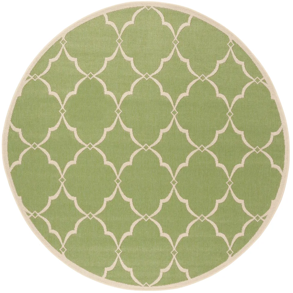 Arlo Home Indoor/Outdoor Woven Area Rug, LND125X, Olive/Cream,  6' 7" X 6' 7" Round
