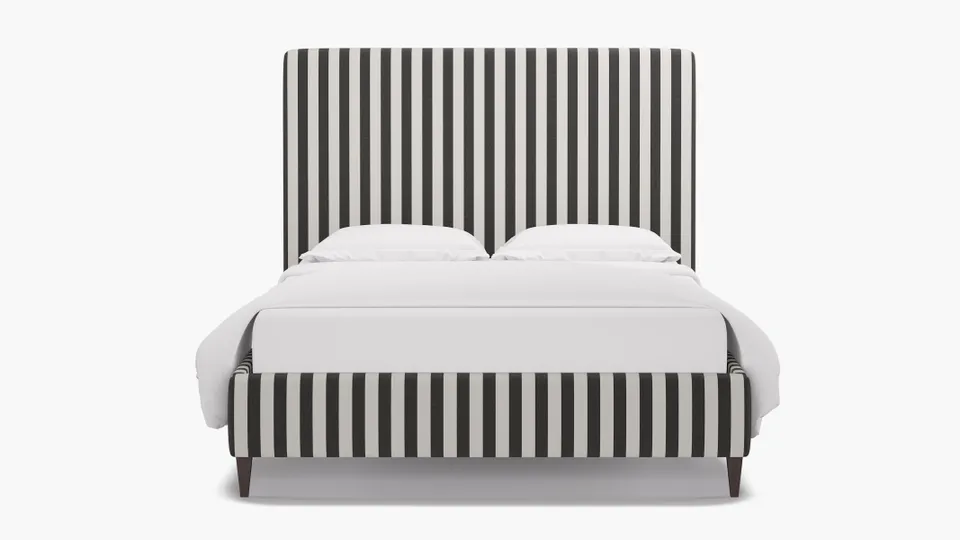 Classic Bed, Ink Cabana Stripe, Espresso Square Tapered Leg, Full