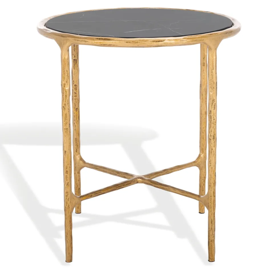 Jessa Metal Round End Table - Brass/Black