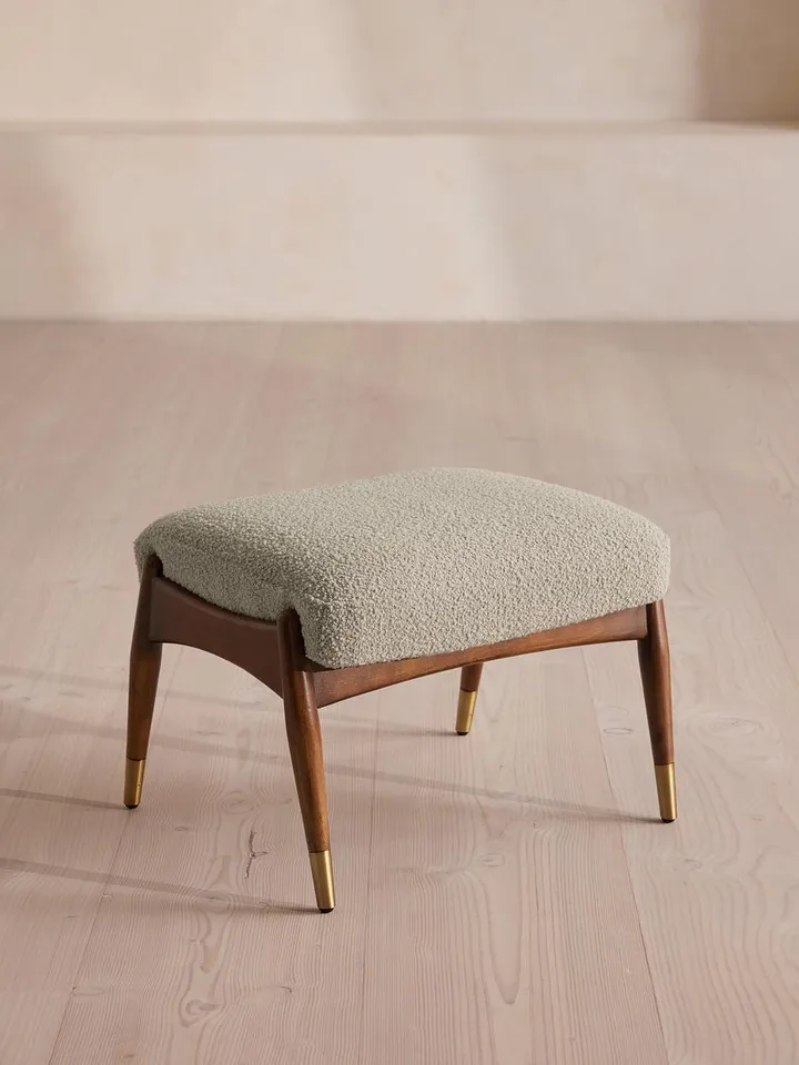 Theodore Footstool, Textured Wool Boucle, Pistachio, US
