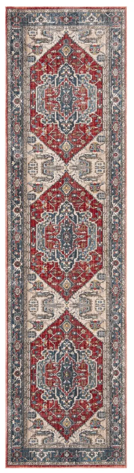Arlo Home Woven Area Rug, VTP477Q, Red/Blue,  2' 2" X 8'