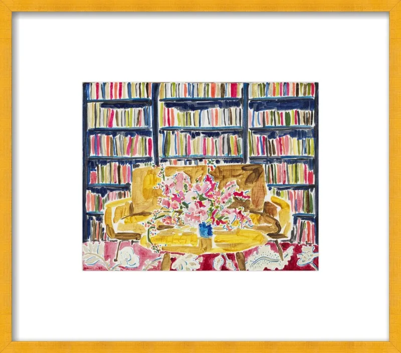 Library with Flowers by Kate Lewis for Artfully Walls