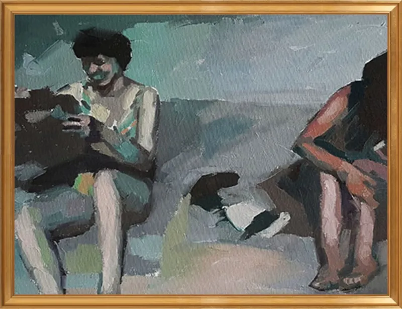 Girls at the beach by Mary Sinner for Artfully Walls