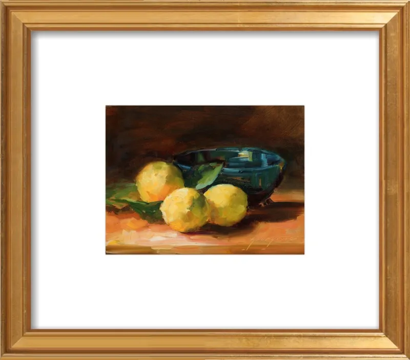 Lemons and Blue Bowl by Georgesse Gomez for Artfully Walls