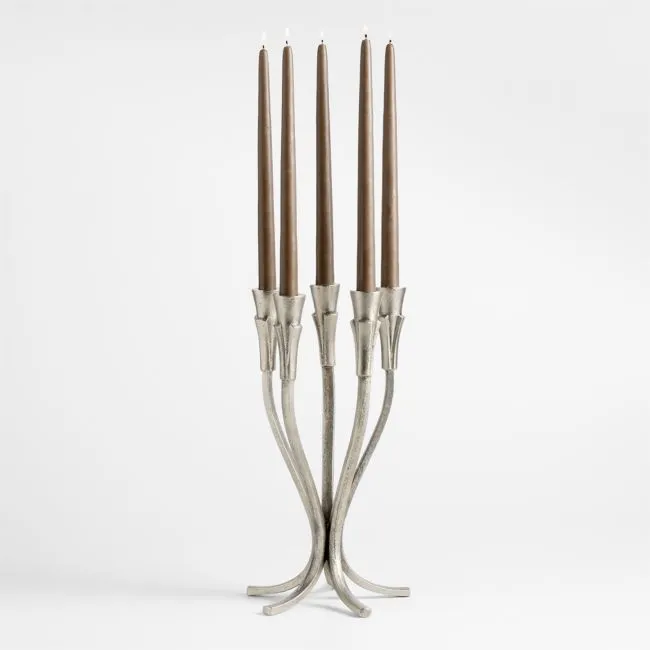 Peutre Antique Pewter Aluminum Taper Candelabra by Jeremiah Brent