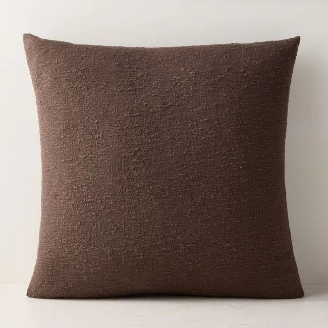 Chocolate Brown Boucle Throw Pillow With Feather-Down Insert 23"x23"