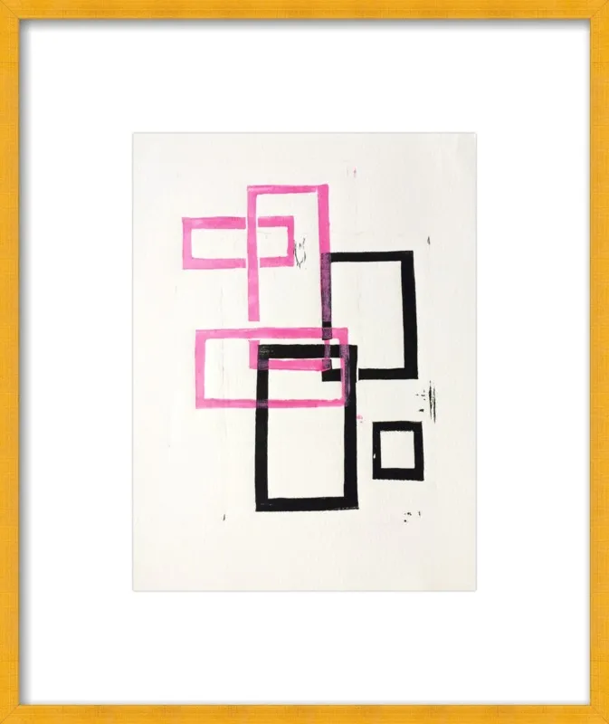 Pink and Black Geometric Squares x2 by Stacy Rajab for Artfully Walls