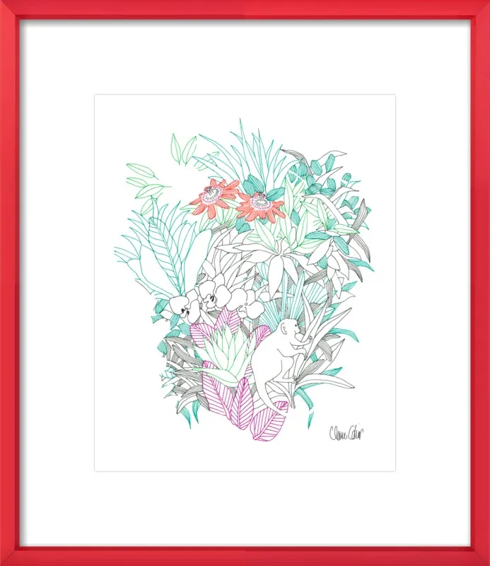 Passionflowers, orchids and the squirrel monkey  by Claire Colin for Artfully Walls