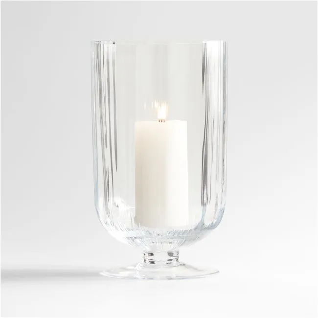Venus Fluted Glass Hurricane Candle Holder 12.5"
