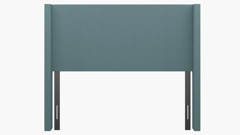 Modern Wingback Headboard, Seaglass Everyday Linen, Queen