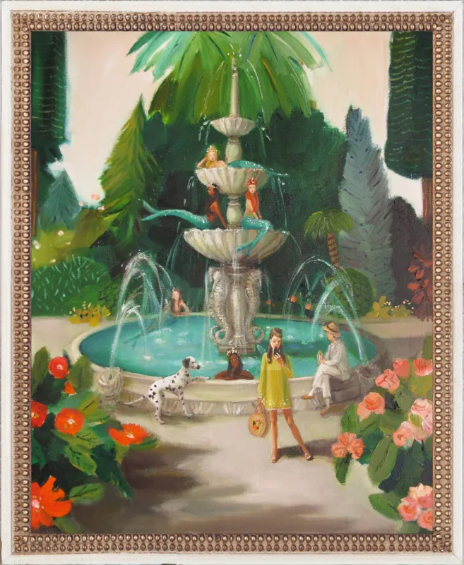 Selfie At The Mermaid Public Fountain by Janet Hill for Artfully Walls