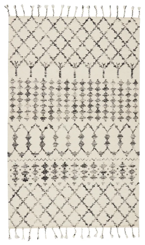 Riot Handmade Geometric Ivory/ Black Area Rug (8'10"X11'9")