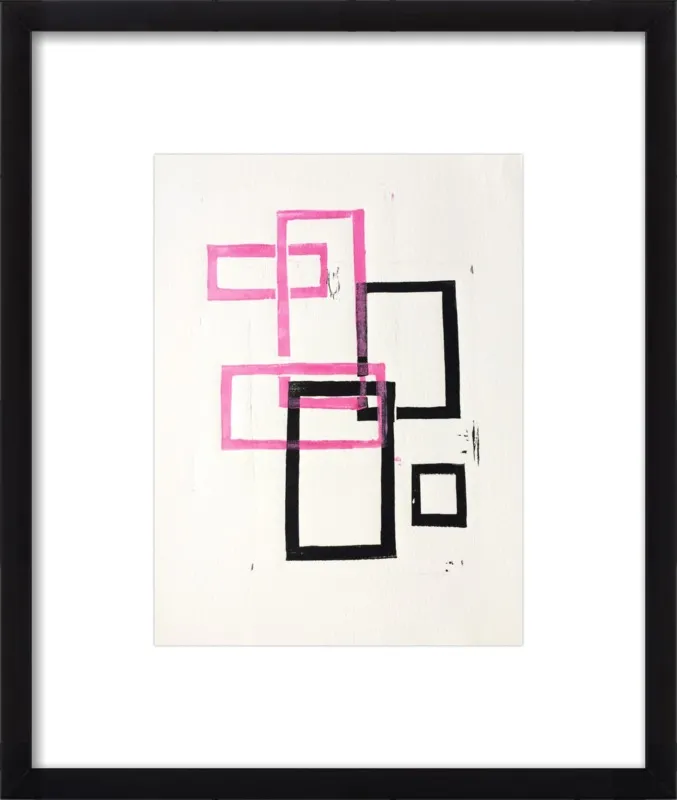 Pink and Black Geometric Squares x2 by Stacy Rajab for Artfully Walls
