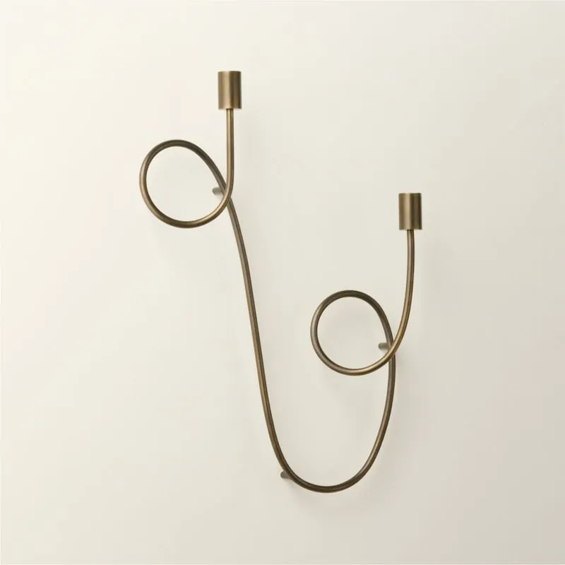 Duo Blackened Brass Wall Sconce Taper Candle Holder