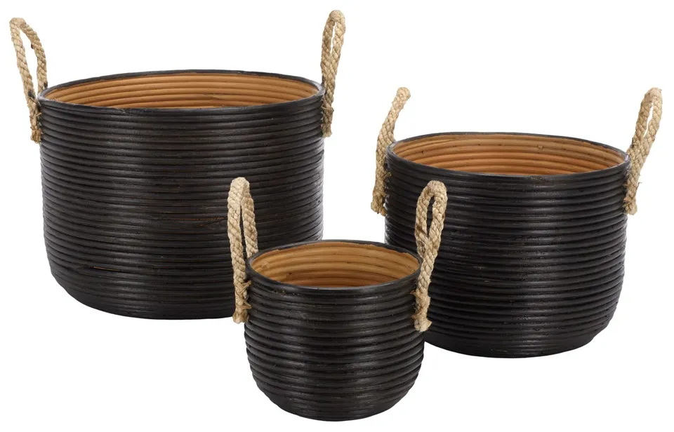 Renley Basket, Set of 3 - Black / Natural