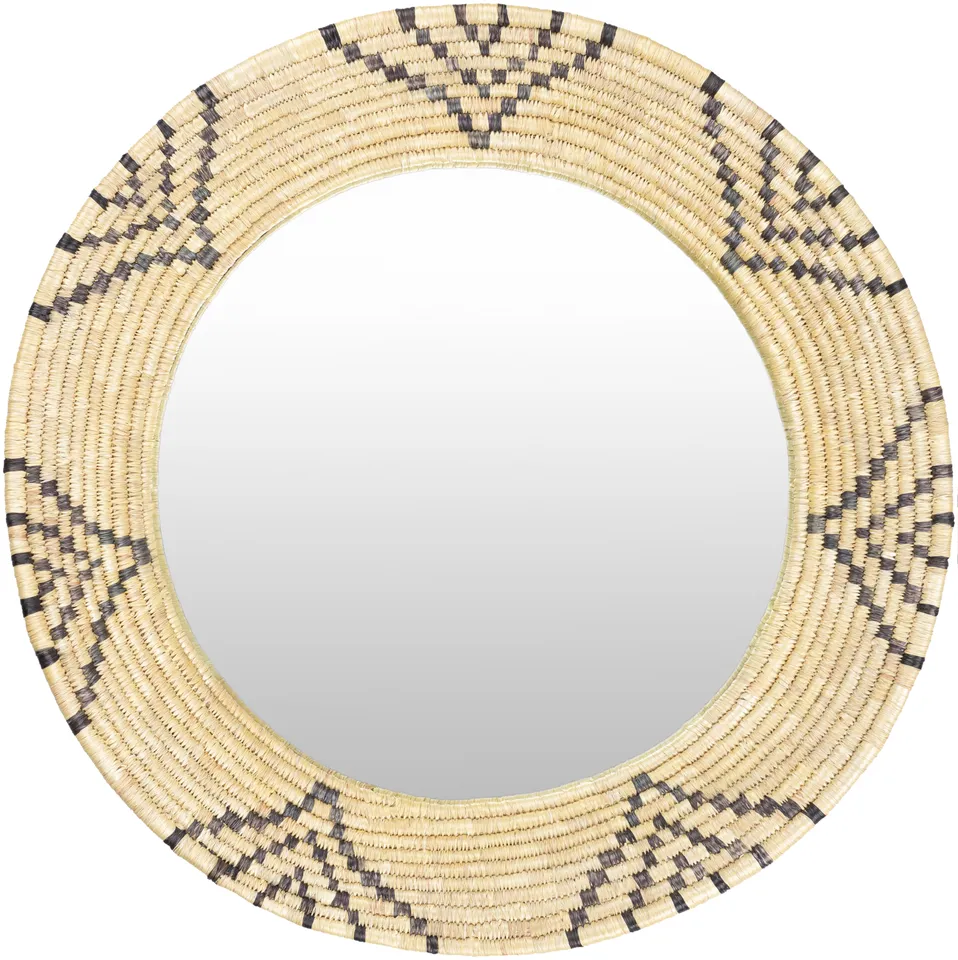 Dastkar Tan,Black 24"H x 24"W x 3"D Accent Mirror