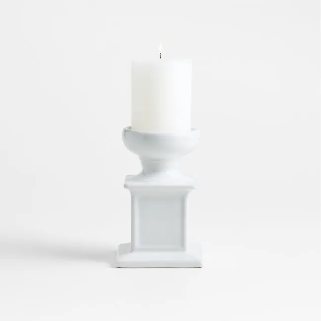 Firenze 6" White Ceramic Pillar Candle Holder
