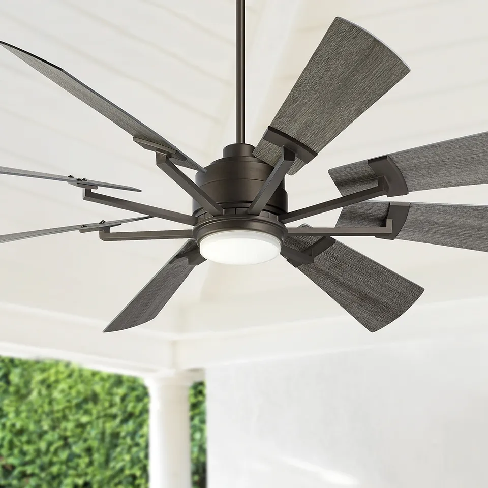 72" Casa Vieja Windmill Bronze Damp LED Large Ceiling Fan with Remote