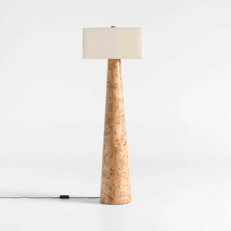 Gains Burlwood Floor Lamp with Linen Shade by Brigette Romanek