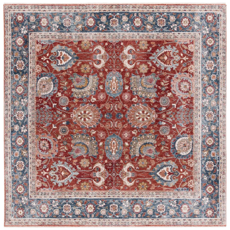Lauren Ralph Lauren Collection Manley Rug, Red / Navy Ivory, 6'7" x 6'7"