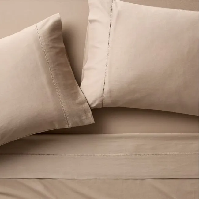 Serene Washed Organic Cotton Sateen Clay Taupe King Sheet Set