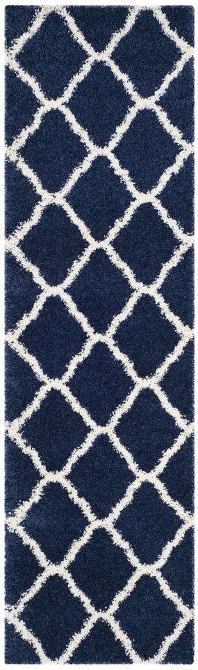 Arlo Home Woven Area Rug, SGH283C, Navy/Ivory,  2' 3" X 12'