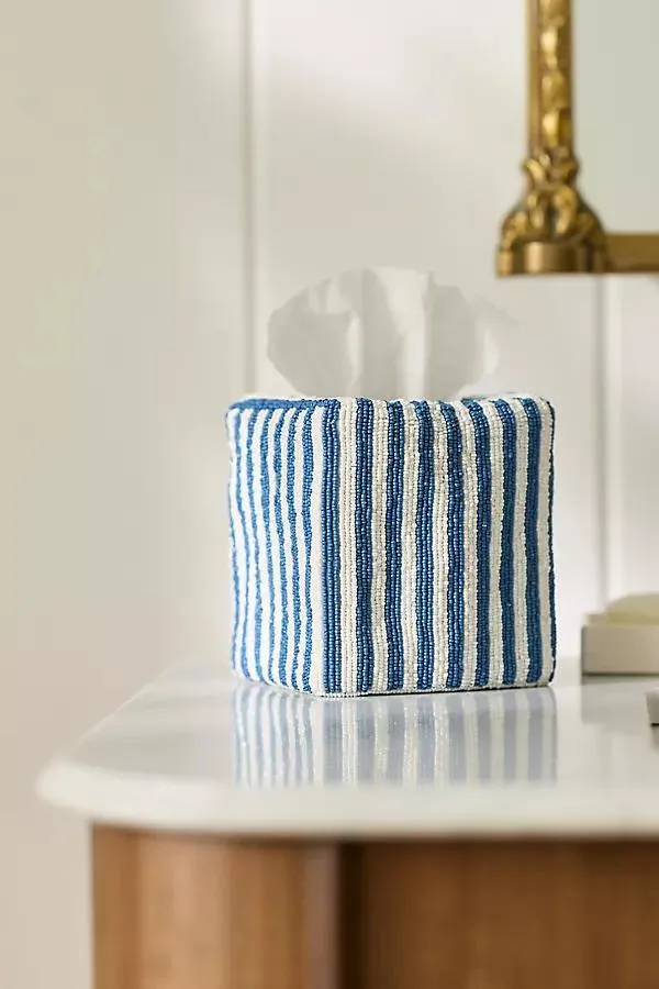 Stripe Beaded Tissue Box Cover