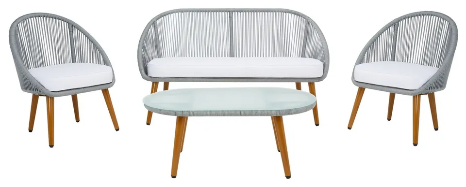 Halcott 4 Piece Living Set - Gray / White