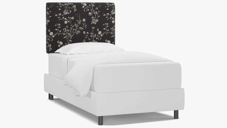 Square Back Headboard, Black Bamboo Garden, Twin